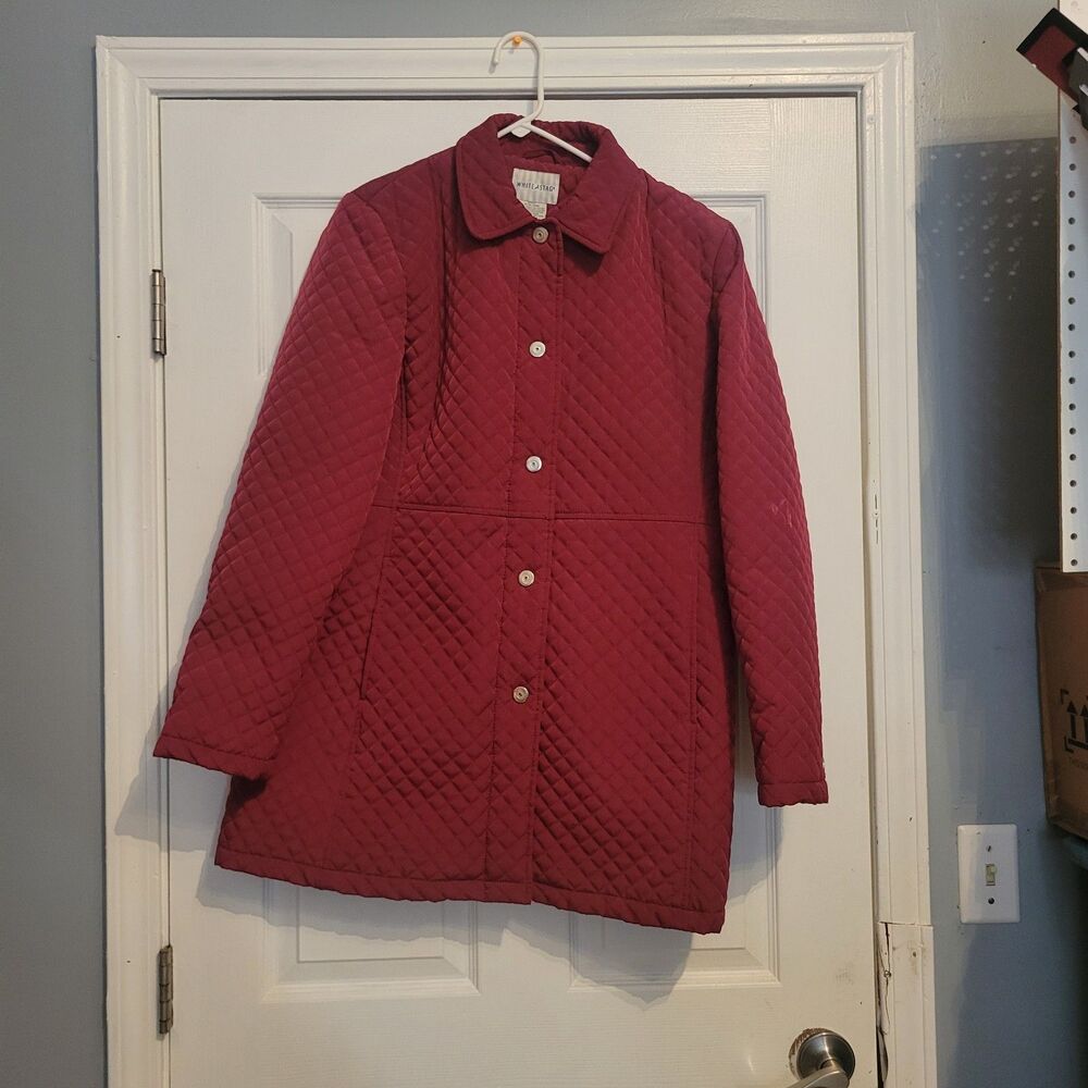 White Stag 12/14 Large Quilted Barn Jacket Womens Burgundy Polyester Coat Warm